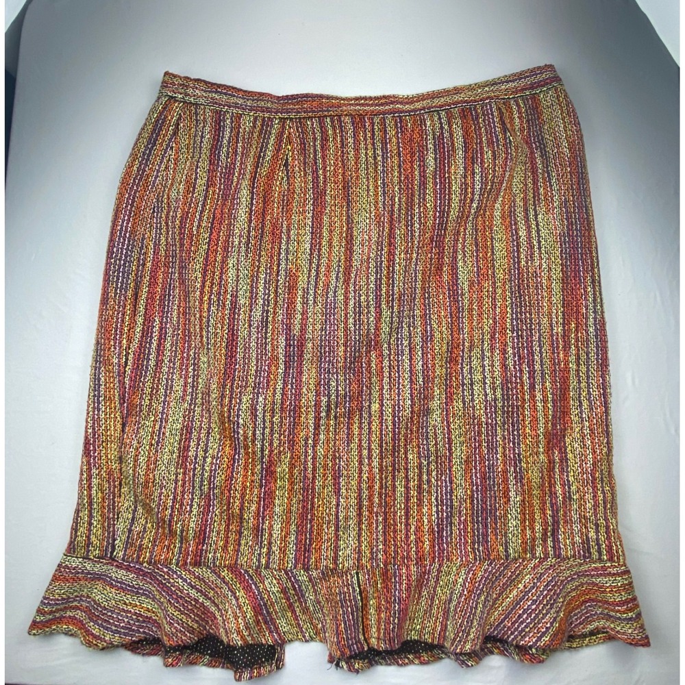 J.P.C. Women's Size 18 Colorful Striped Knit Ruffle Hem Skirt Purple Orange Pink